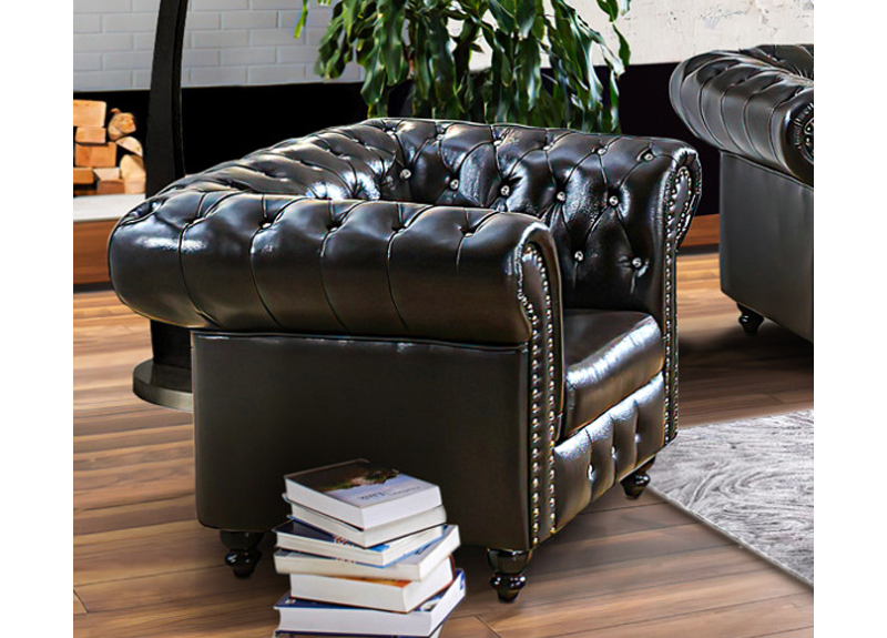 Francis Chesterfield Style Leather Armchair