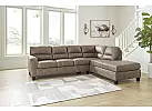 3 Seater Pull Out Queen Size Faux Leather L-Shaped Sofa Bed with Chaise in Brown - Nankin