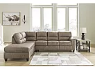 3 Seater Pull Out Queen Size Faux Leather L-Shaped Sofa Bed with Chaise in Brown - Nankin