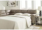 3 Seater Pull Out Queen Size Faux Leather L-Shaped Sofa Bed with Chaise in Brown - Nankin