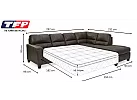 3 Seater Pull Out Queen Size Faux Leather L-Shaped Sofa Bed with Chaise in Brown - Nankin