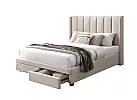 Black/ Beige Plush Fabric Winged Queen Bed with Footend Storage Drawers - Frankfield