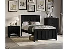 Black/ White Contemporary Panelled Double Bed with Solid Slats and Support Rail - Pakenham