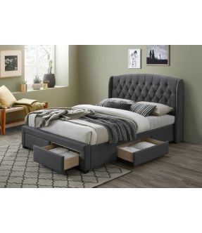 Light/ Dark Grey Fabric Queen Size Bed with 4 Storage Drawers - Ralgan