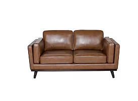 Full Premium Leather 2 Seater Brown Sofa - Ramco