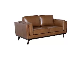 Full Premium Leather 2 Seater Brown Sofa - Ramco