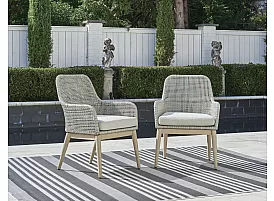 Oval Outdoor Dining Table with 2 Dining Swivel Chairs and 4 Dining Armchairs - Scotia