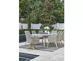 Oval Outdoor Dining Table with 2 Dining Swivel Chairs and 4 Dining Armchairs - Scotia