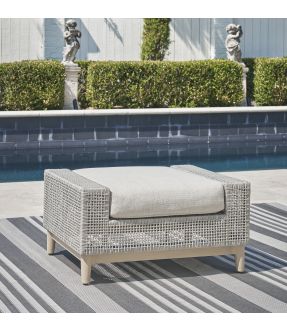 Outdoor Ottoman with Seating Cushion and Resin Wicker - Scotia