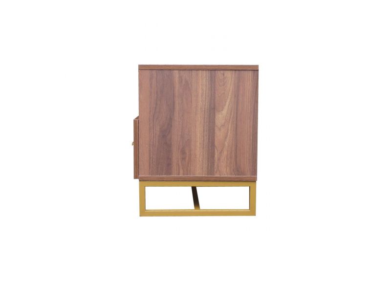Square Wooden Side Table with Gold Legs in Walnut Colour - Shaan