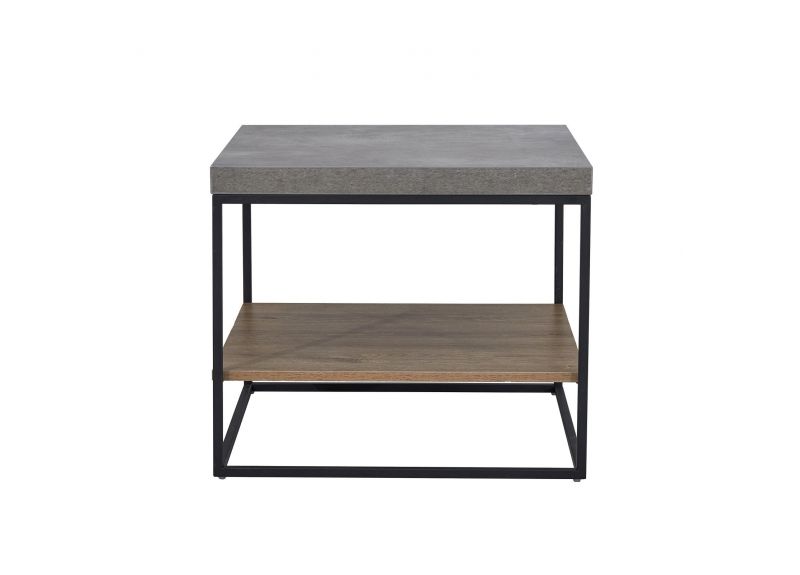 Square Wooden Side Table with Shelf - Simon