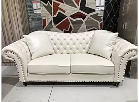 St Kilda Chesterfield Style Fabric 3 Seater Lounge Suite - Floor Stock