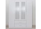 Black/ White 4 Door Mirrored with 2 Drawers Wardrobe - Sunbury