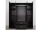 Black/ White 4 Door Mirrored with 2 Drawers Wardrobe - Sunbury