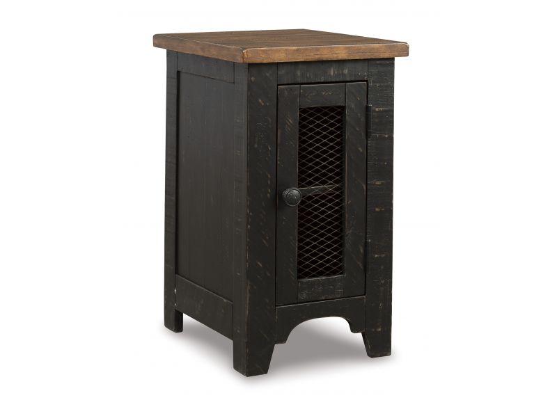Black Wooden Rectangular Side Table with Shelves in Rustic Farmhouse Style - Tandora