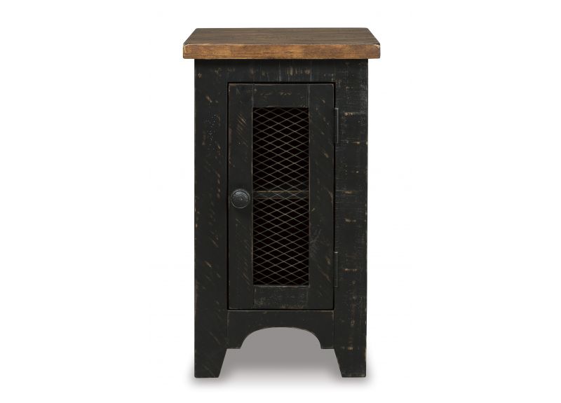 Black Wooden Rectangular Side Table with Shelves in Rustic Farmhouse Style - Tandora