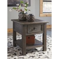 Brown Wooden Short Side Table with Drawer in Rustic Traditional Style - Wanora