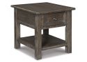 Brown Wooden Short Side Table with Drawer in Rustic Traditional Style - Wanora