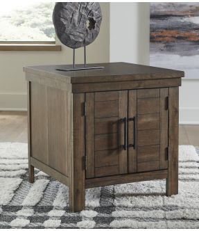 Wooden Side Table with Shelves and Bronze-tone Hardware - Starling