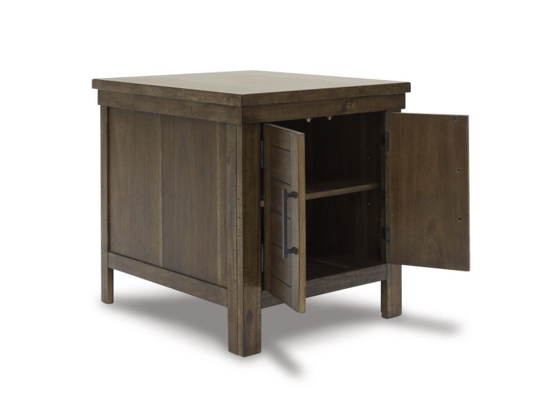 Wooden Side Table with Shelves and Bronze-tone Hardware - Starling