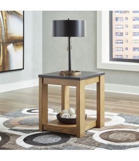 Wooden Rectangular Side Table with Stone Top - Jimna