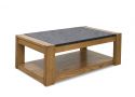 Wooden Lift Top Rectangular Coffee Table with Stone Top - Jimna