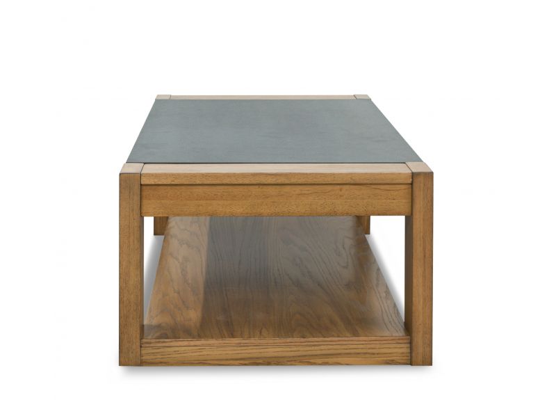 Wooden Lift Top Rectangular Coffee Table with Stone Top - Jimna