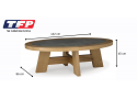 Wooden Oval Coffee Table with Stone Top - Jimna