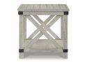 Wooden Rectangular Side Table with Shelf in Rustic Farmhouse Style - Altona