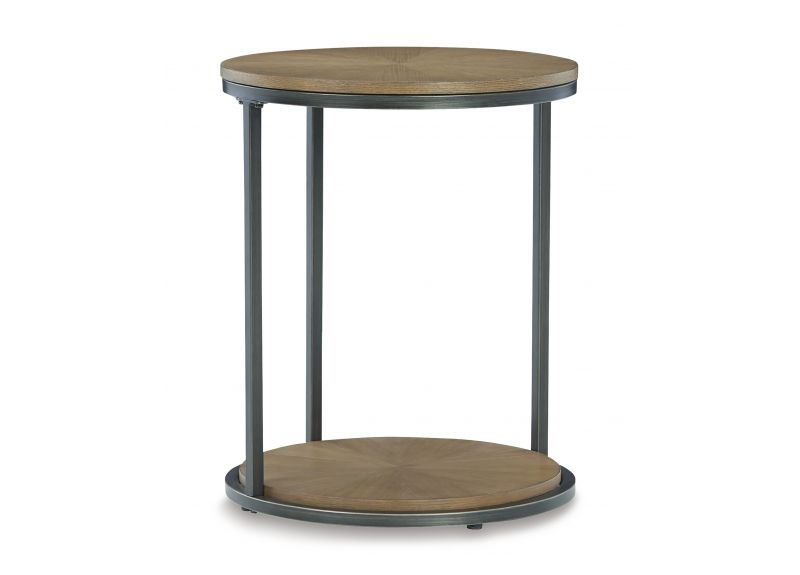 Circular Wooden Side Table with Metal Legs - Fernside