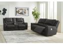 2 Seater Electric Leather Recliner Lounge with Power Headrest in Black Colour - Tremont