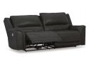 2 Seater Electric Leather Recliner Lounge with Power Headrest in Black Colour - Tremont