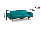 3 Seater Sofa Leather/Fabric With Metal Legs and Adjustable Headrest - Astro