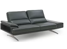 Leather/Fabric 3 Seater Sofa With Adjustable Headrest and Side Storage - Soprano