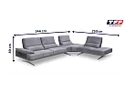 Leather/Fabric 4 Seater Corner Sofa with Adjustable Headrest - Soprano