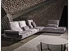 Leather/Fabric 4 Seater Corner Sofa with Adjustable Headrest - Soprano