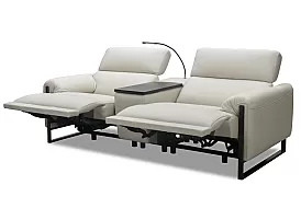 Leather/Fabric 2 Seater Sofa With Adjustable Headrest And Optional Console/Recliner - Opera