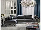 Leather/Fabric 2 Seater Corner Sofa With Chaise and Optional Extensible Seats  - Figaro Uno