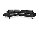 Leather/Fabric 2 Seater Corner Sofa With Chaise and Optional Extensible Seats  - Figaro Uno