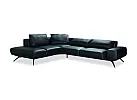 Leather/Fabric 2 Seater Corner Sofa With Chaise and Optional Extensible Seats  - Figaro Uno