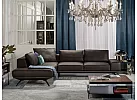 Leather/Fabric 2 Seater Corner Sofa With Chaise and Optional Extensible Seats  - Figaro Uno