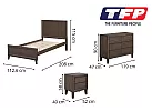 King Single Dark Brown Wooden Bed with Panelled Headboard and Footboard - Windsor