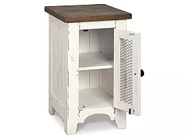 Farmhouse White Wooden/Timber Rectangular Side Table with Storage - Macrossan