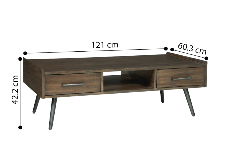 Bundoora Rectangular Wooden Coffee Table with Drawers 