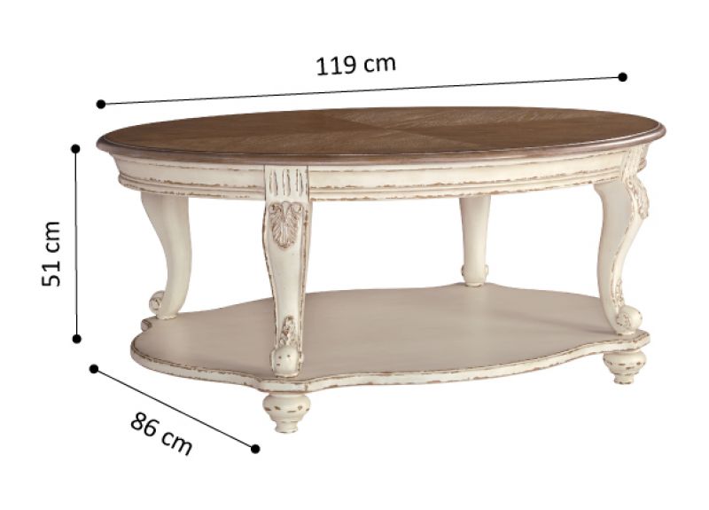 Solid Wood Oval Coffee Table - Caroline 