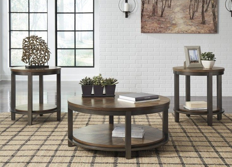 Doreen 3 Piece Circular Wooden Coffee & Side Table Set