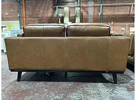 Full Premium Leather 2 Seater Brown Sofa - Ramco