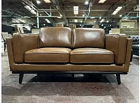 Full Premium Leather 2 Seater Brown Sofa - Ramco