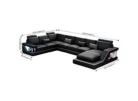 Medellin 7 Seater Leather Lounge Suite with Chaise