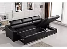 3 Seater Genuine Leather Sofa Bed with Storage and Headrest - Venus